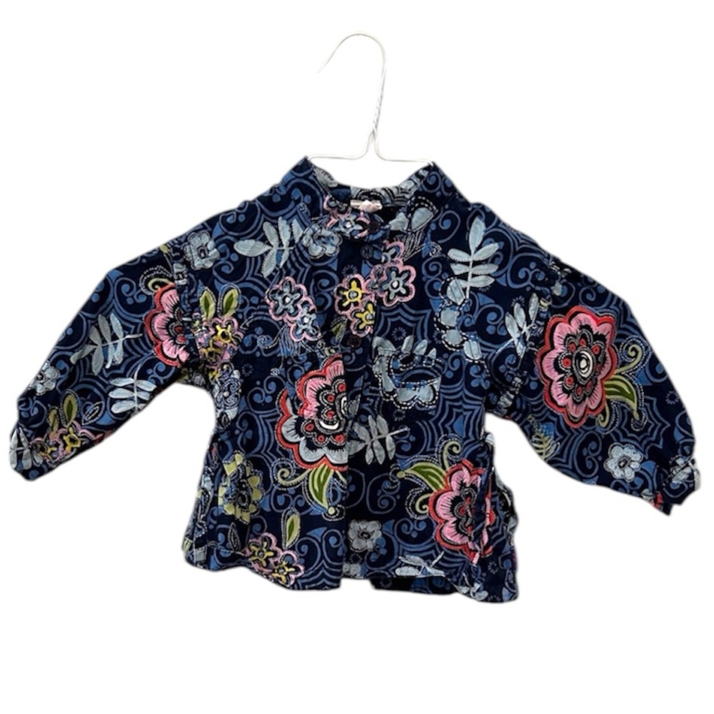 Oilily Floral Toddler Girl Sz 92cm Shirt Cotton Lond Sleeve button down Top 3T